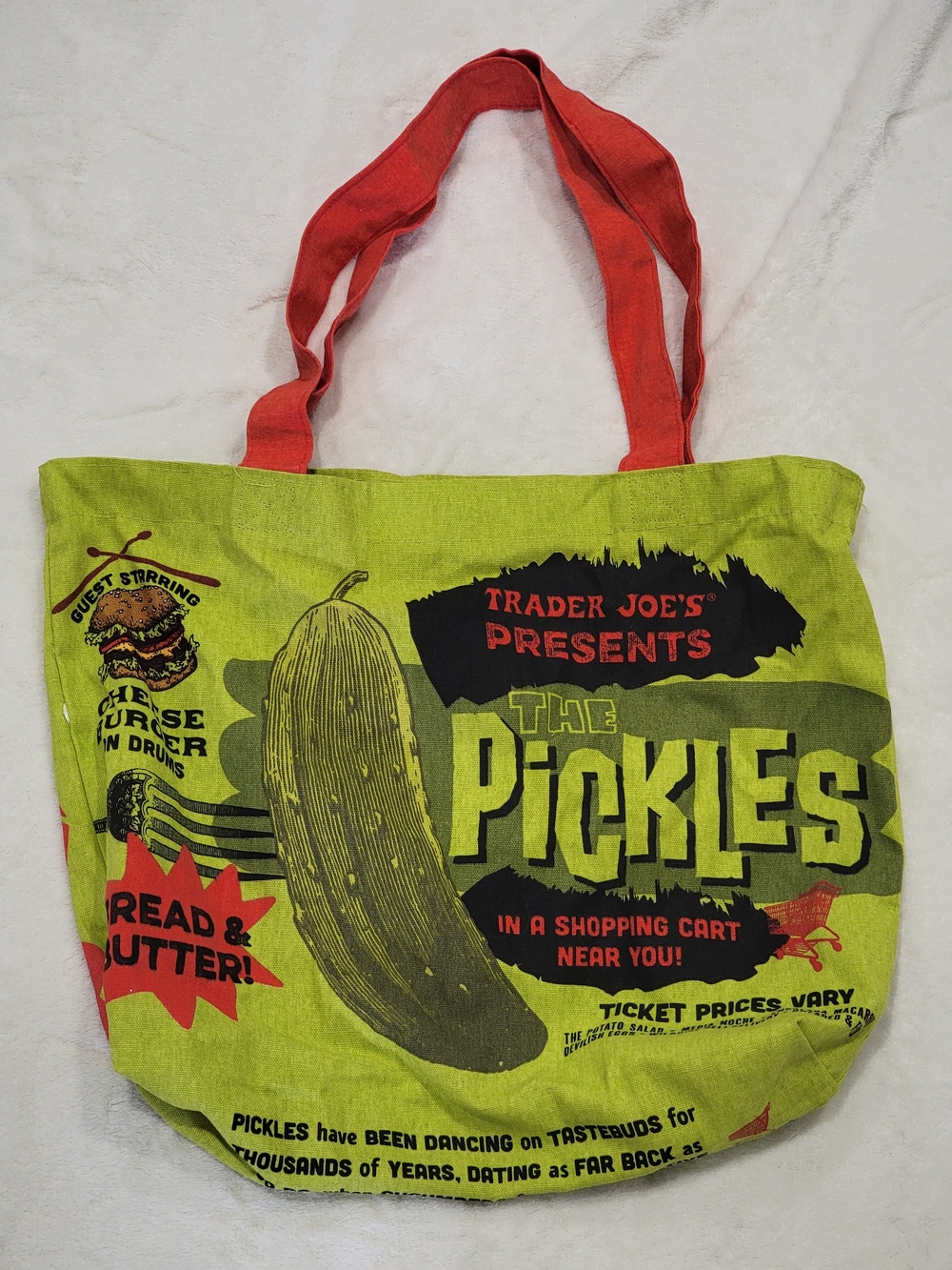 limited-edition Trader Joe's Pickle in a Jar Reusable Cotton Tote Bag